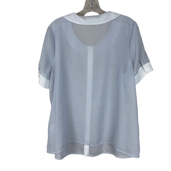 ModCloth White/Blue Striped Button Down Blouse - Picture 6 of 8